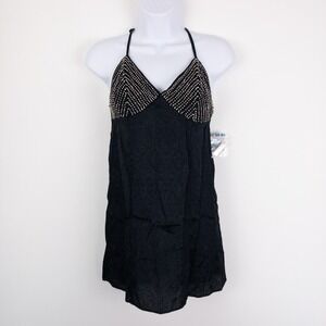 Free People Slip Dress Womens XS Black Shooting Star Studded Y2K Babydoll New